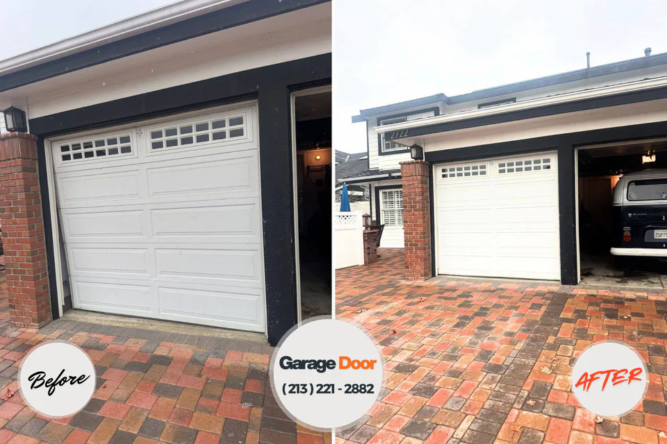 Before and after: Garage Door Installation & Replacement Perezville, TX